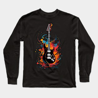 Guitar Paint Splash Long Sleeve T-Shirt